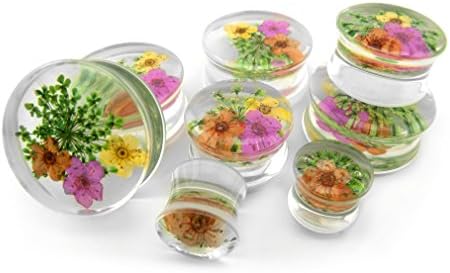 Pair of 1 Inch (25mm) Green Preserved Flower Saddle Plugs