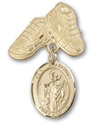 Gold Filled Baby Badge with St. Wolfgang Charm and Baby Boots Pin