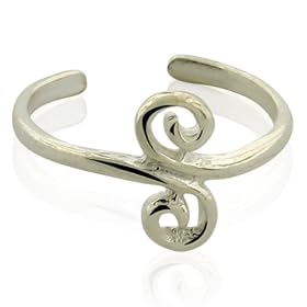 TrendToGo Sterling Silver Ionic Scrolls Adjustable Toe Ring