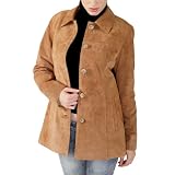 BGSD Women's Classic Suede Leather Car Coat in Brandy, Brown, or Caramel - Misses & Petite