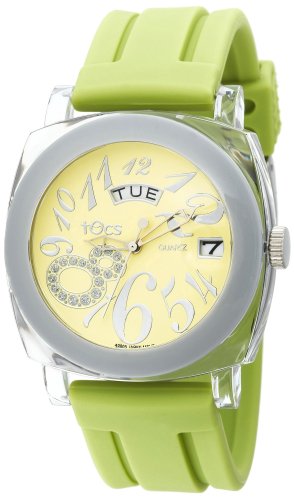 Tocs Women's 40514 Analog Round Day-Date Apple Green Lemon Drop Watch