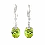 Peridot Cubic Zirconia August Birthstone Drop Earrings with Gift Box