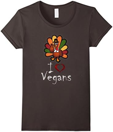 Women's Funny Turkey I Love Vegans Shirts THANKSGIVING DAY Small Asphalt