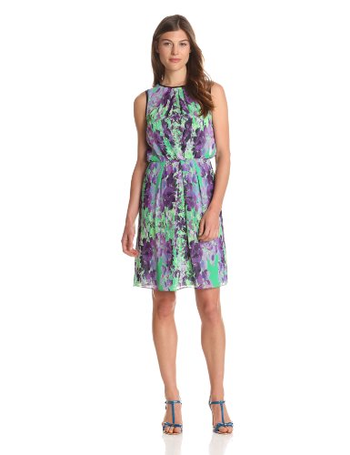 Adrianna Papell Women's Floral Blouson Tank Dress, Jade Black, 6