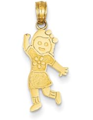 14k Yellow Gold Girl Pendant. Metal Wt- 0.83g
