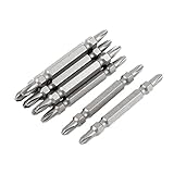 uxcell　プラスドライバービット　磁気ドライバー　ダブルエンド　滑り止め　１０個入り　メタル　シルバーグレー