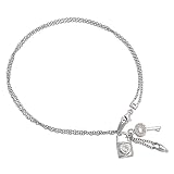 Bling Jewelry Sterling Silver CZ Lock & Key Charms Ankle Bracelet