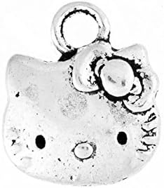 100pcs Shape Hello Kitty Cat Tibetan Charm Size 13x11x2 mm Hole Size1.5 mm Color As Picture TS1776