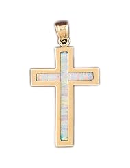 CleverEves 14K White Gold Created Opal Pendant 7.9 - Gram(s)