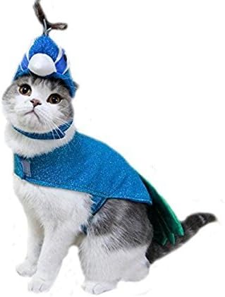 Vvhome Pet Costume Blue Peacock for Dogs or Cats