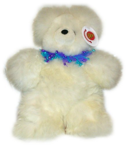 41bnNo 3mWL Alpaca Bear. Genuine Light Colored Alpaca Teddy Bear With Blue Bells Collar. 18 Inches high.