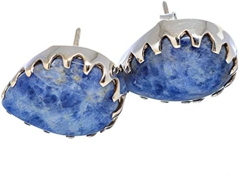 Ana Silver Co Sodalite 925 Sterling Silver Earrings 3/4" (Unique Handcrafted Artisan Jewelry) EARR304853