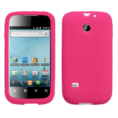 Soft Gel Protector Skin Cover (Faceplate/Snap On) Rubber Cell Phone Case for Huawei Ascend II M865 Cricket - Hot Pink