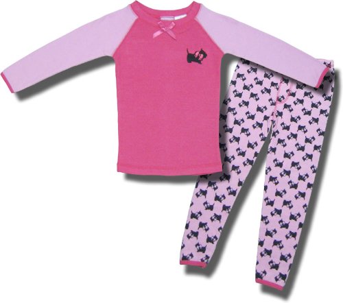 Girls Pink â€œScottie Dogâ€ Thermal Pajamas 