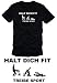 Confronta prezzi Coole-Fun-T-Shirts -HALT DICH FIT, TREIBE SPORT, Maglietta da uomo, Nero, XXXL