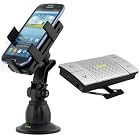 iKross Car Windshield Large Black Mount Holder + Wireless Bluetooth Visor Speaker Phone Handsfree car/Vehicle Kit for iPhone 5; Samsung Galaxy Mega 6.3 I9200, Galaxy S IV / S4, Galaxy S3 S III I9300, Galaxy Note 2 II N7100 and more