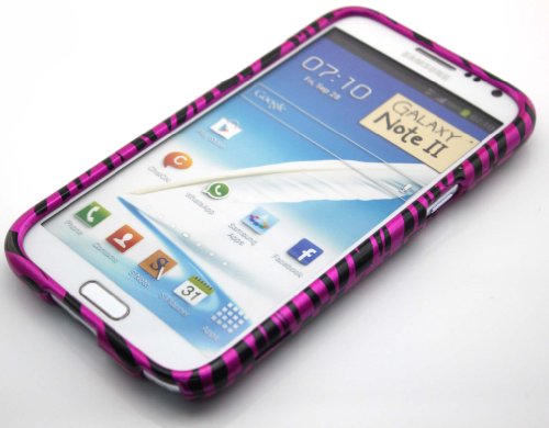 Big Dragonfly High Quality Slim Classic Zebra Print Protective Shell Hard Below Case Cover for Samsung Galaxy Note 2 ii N7100 with Sleek Surface Eco-friendly Package Black Alternate with Plum (Great Texture)