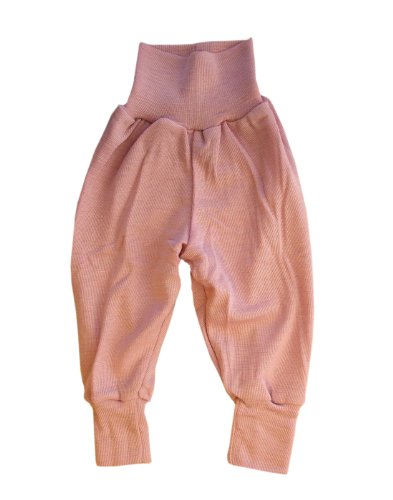 Organic merino wool silk baby PANTS longies pajama eco (6-12 mon, Lilac)
