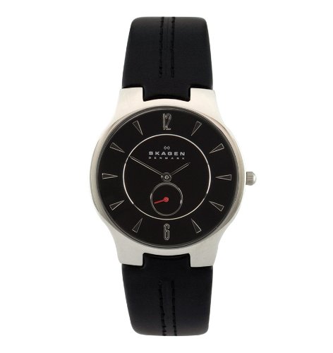 Skagen Men's 433LSLB Black Leather Watch