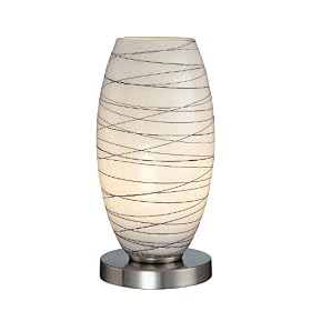 Lite Source LS-20855 Giacomo Table Lamp, Polished Steel with Glass Shade