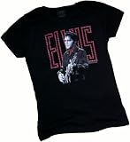 Elvis Red Guitarman Crop Sleeve Fitted Juniors T-Shirt