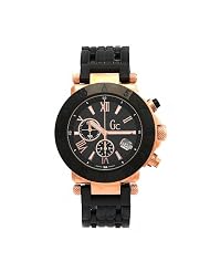 GUESS Men's 47000G1 GC Rose Gold Plated Black Dial Watch