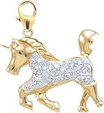 14k Gold Diamond Unicorn Charm (1/10 cttw)