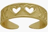 10 Karat Yellow Gold Double Heart Toe Ring