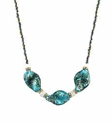 Necklace - N140 - Twisted Murano Glass ~ Aqua