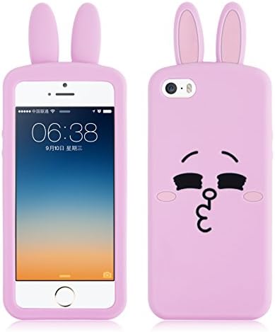 iPhone 5s Case - 3D Cartoon Silicone Cony Bunny Rabbit Back Cover for iPhone 5 / 5s / SE, Light Pink