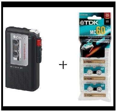 Sony M-470 Microcassette Voice Recorder with TDK 60 Minute Micro Cassette 3-Pack