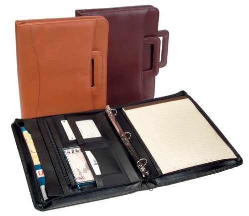 Royce Leather Zip Around Binder Portfolio (Black)
