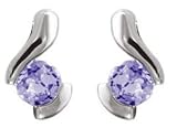 9ct White Gold  Ladies 0.6ct Tanzanite Cradle Earrings