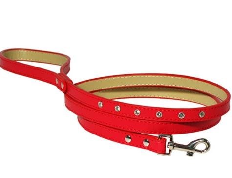 Designer Dog Leash - Embellished Rhinestone Leash for Dogs - Red - Four Feet