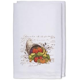 Gourmet Classics Harvest Flour Sacks with Cornucopia Design, Set of 2