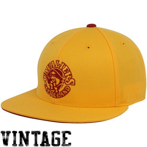 Mitchell & Ness Cleveland Cavaliers Gold Vintage Logo Fitted Hat (7 1/4)