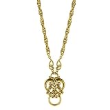 Gold Heart Eye Glass & Badge Holder Necklace