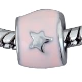 Pugster Pink And Silver Tone Stars European Beads Bracelet