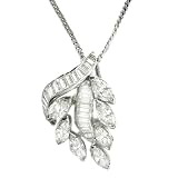 Antique Platinum Marquise and Baguette Diamond Pendant Necklace