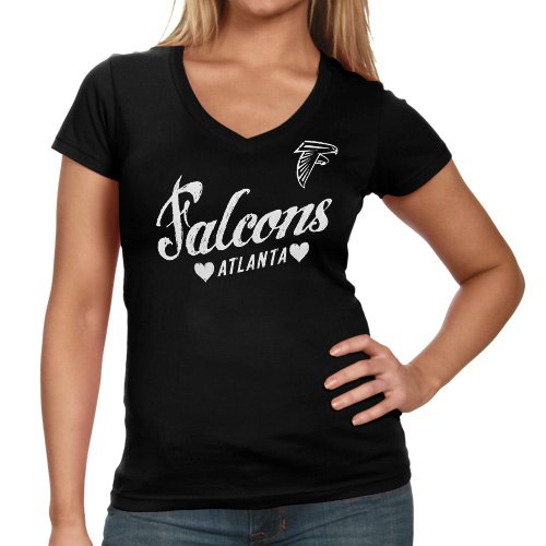 Atlanta Falcons Heart Script Baby Jersey T-Shirt - Black (Small)