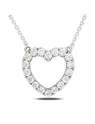 14k White Gold Diamond Heart Pendant (0.5 Cttw, G-H Color, SI1-SI2 Clarity) (1")