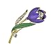 Simple Elegant Stem Flower Crystal Brooch Pin - Purple