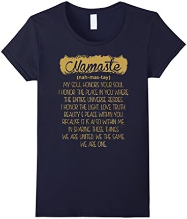 Women's Namaste Nah Mas Tay Yoga Om Meditation Tshirt Medium Navy