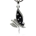 Crystal Onyx Butterfly Pendant Necklace Fashion Jewelry