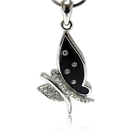 41boCta2B4L Crystal Onyx Butterfly Pendant Necklace Fashion Jewelry