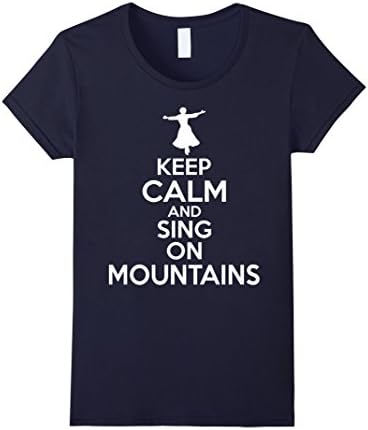 Women's Keep Calm And Sing On mountains T Shirt XL Navy