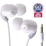 GOgroove eliteBEAT Enhanced Noise-Isolating Earbuds with Gleaming Ceramic Construction - In-Line Hands-Free Mic and Music Controller