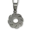 Stainless Steel Laser Cut Saw Blade Pendant on 24 inch Polished Ball Chain