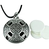 Celtic Cross Pewter Aroma Aromatherapy Essential oil Diffuser Necklace locket Pendant Jewelry