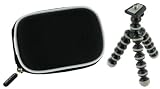 rooCASE 2n1 Nylon Hard Shell (Black) Case with Memory Foam and Premium Tripod for Canon Powershot SD990IS Digital Camera Black